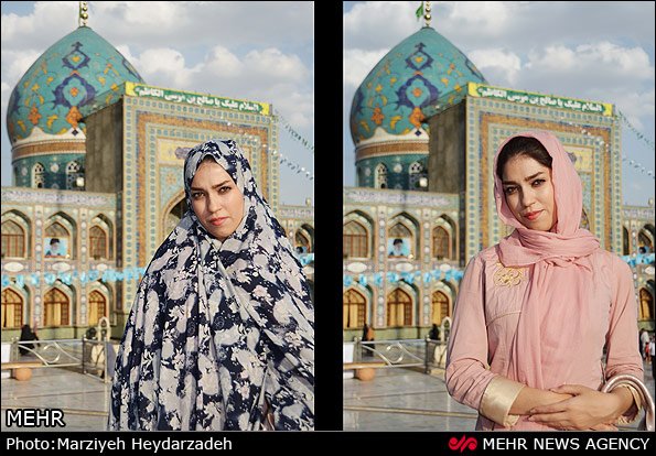 تصاویر جالب پوشش دختران قبل از ورود به امامزاده صالح و بعد از آن -1