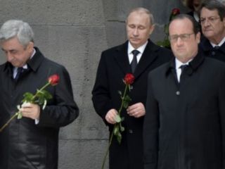 روسای‌جمهوری فرانسه و روسیه در مراسم یادبود کشتار ارامنه شرکت کردند