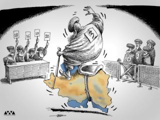 هاشمی: برای بررسی انتخاب رهبر آینده گروهی تعیین شده‌است ( کاریکاتوری از مانا نیستانی)
