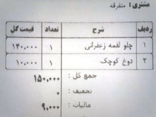 گرفتن عوارض برای چلو کباب خوردن!