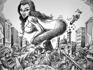 نبرد سپاه با کیم کارداشیان - کاریکاتوری از مانا نیستانی