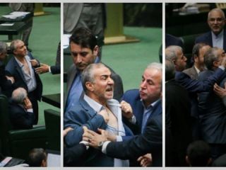 معاون پارلمانی وزارت جهاد کشاورزی یقه خود را در صحن علنی مجلس پاره کرد