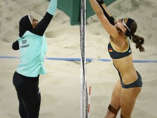تصویری از مسابقه والیبال ساحلی المپیک که خبرساز شد