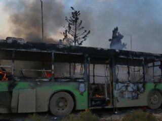 شورشیان سوریه 'اتوبوس‌های راهی روستاهای شیعه‌نشین را آتش زدند'