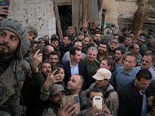 ویدئوی بازدید و رانندگی بشار اسد در غوطه شرقی
