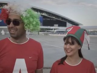 رقص و شادی ایرانیان و طرفداران اسپانیا شب قبل از بازی در شهر کازان