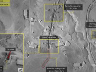 تصاویر جدید ماهواره ای : ایران در حال «حفر تونل‌هایی» در پایگاه امام علی در مرز سوریه و عراق است