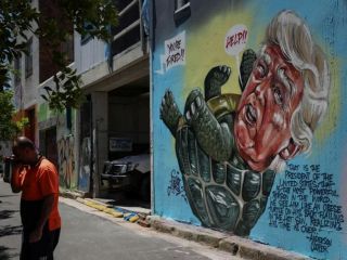 نقاشی دیواری از ترامپ اثر یک هنرمند استرالیایی در شهر سیدنی - عکس