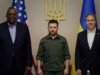 دیدار وزرای خارجه و دفاع آمریکا با زلنسکی در کی‌یف ؛ کمک های نظامی بیشتر در راه است