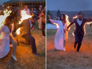ازدواج در میان شعله های آتش: وقتی مراسم عروسی متعلق به یک زوج بدلکار باشد