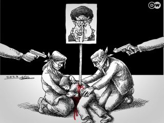 کاریکاتوری تلخ « فشار بر خانواده قربانیان اعتراضات برای سکوت» - کاری از مانا نیستانی