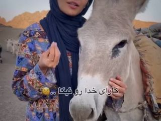 دختر روستایی خر زیبایش را به صورت مُد روز  تعریف و تمجید می کند