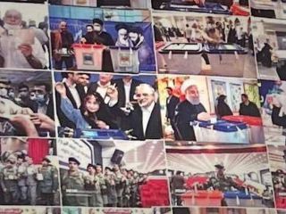 باز موقع انتخابات شد: تصویر میرحسین موسوی و زهرا رهنورد هنگام رای دادن بر دیوارنگاره میدان ولیعصر