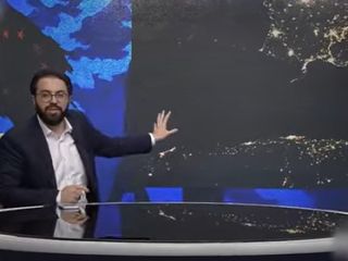 مجری صداوسیما تاریکی دریای مدیترانه را نشان داد و گفت برق اروپا قطع شده است