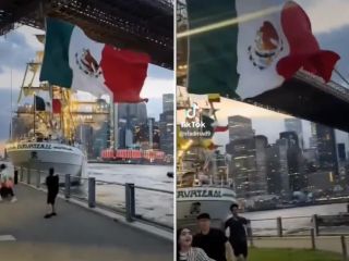 (ویدیو) ۲۲ مجروح در پی برخورد کشتی نیروی دریایی مکزیک با پل بروکلین نیویورک