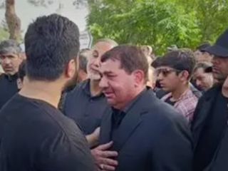 (ویدیو) فرزند حاجی‌زاده در آغوش مخبر در بهشت زهرا، سردار قاآنی و همسرش در مراسم تشییع