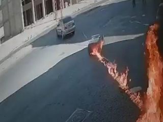 راننده بی‌احتیاط پمپ بنزین را به جهنم تبدیل کرد