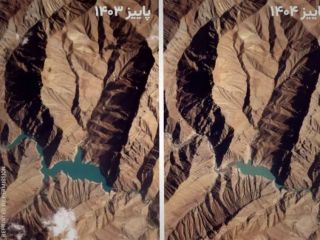 ذخیره آب سدهای ایران در تصاویر ماهواره‌ای