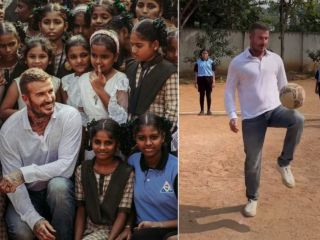 حضور غیرمنتظره دیوید بکهام در مدرسه‌ای روستایی در هند (ویدیو)