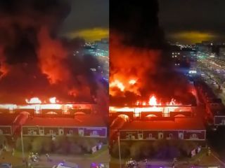 بازار بزرگ سن‌پترزبورگ در کام آتش؛ صدای انفجارها هنگام گسترش حریق! + ویدیو