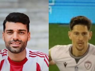تعویض پیراهن مهدی طارمی با جونی ناعور، بازیکن اسرائیلی تیم فوتبال لاریسا در یونان